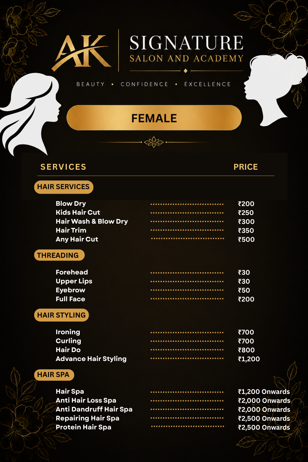female price in salon